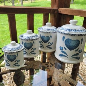 Corelle, Blue Hearts, 4 PC Canister set